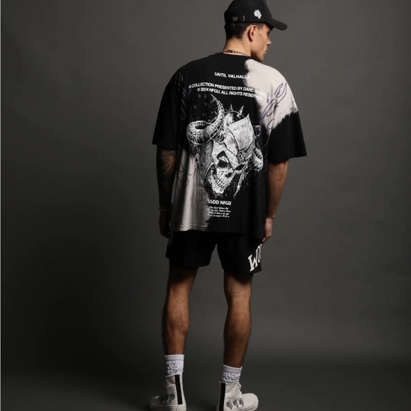 DARC SPORT “HOUSE OF WOLVES” FLAMES BLACK ACID WASH SHIRT - Picture 4 of 8